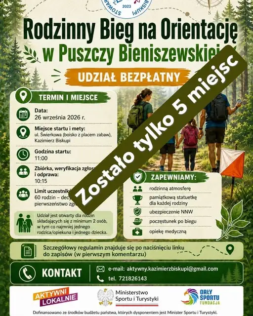 Rodzinny Bieg na Orientację w Puszczy Bieniszewskiej – zapisy trwają
