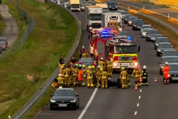 Wypadek na A2 pod Koninem: motocyklista ranny, dwie osoby bez szwanku