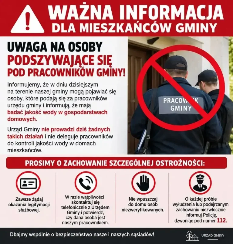 Ostrzeżenie dla mieszkańców Gminy Kłecko: oszuści podszywają się pod pracowników urzędu