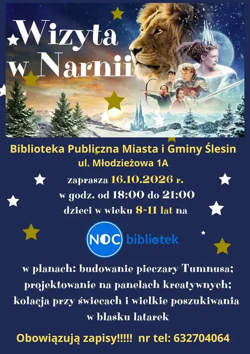 Noc Bibliotek w Ślesinie – magiczna przygoda dla dzieci już 16 października