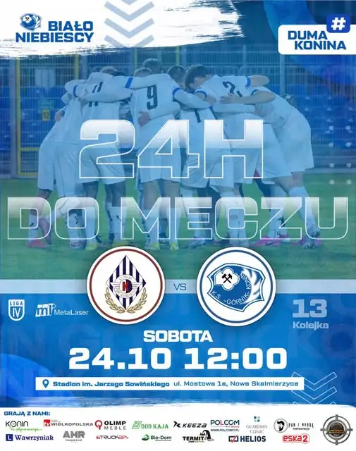 Górnik Konin zagra na wyjeździe z Pogonią Nowe Skalmierzyce w 13. kolejce IV ligi