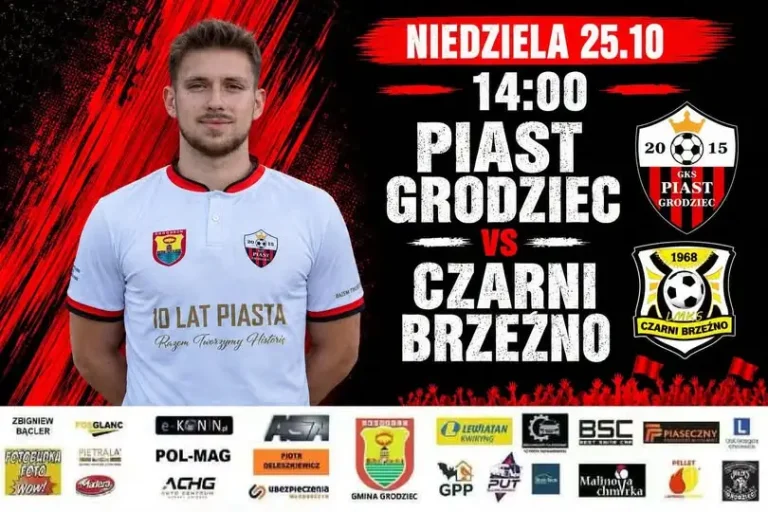 Piast Grodziec jedzie do Brzeźna na mecz z Czarnymi