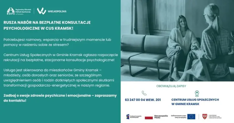 Bezpłatne konsultacje psychologiczne w Gminie Kramsk – rusza nabór